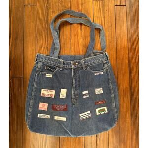 *sold* Vintage Handmade Denim / Jeans Tag Patchwork Bag Tote